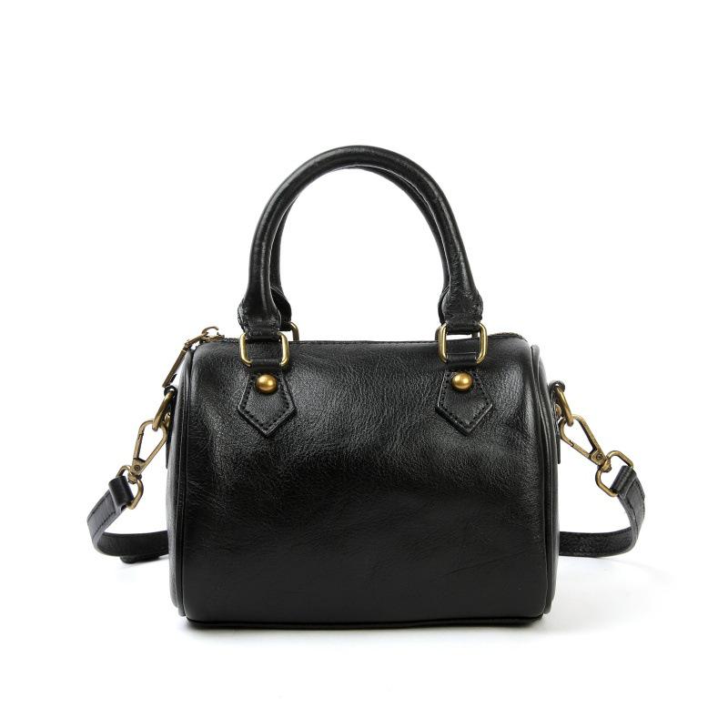 

Women s Genuine Leather Crossbody Bag - Tan Cowhide Boston Handbag for Office Commuters 18x12x13.5 cm