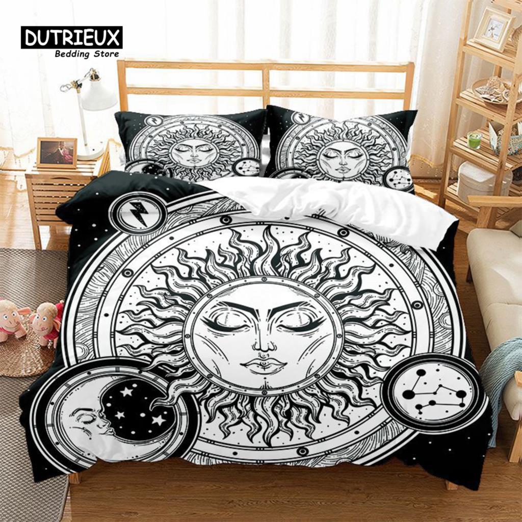 Hamsa Hand Duvet Cover Boho Exotic Sun And Moon Bedding Set Luxury Galaxy Astrology Comforter Cover Full Queen For Adults Kids