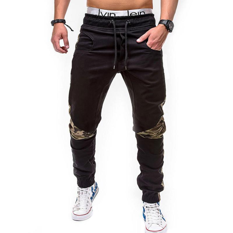 Men's Fashion Casual Pants Plus Size Camouflage Splicing Tights Jogging Pants