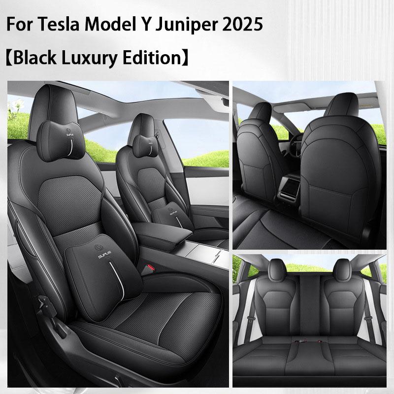 TCYZ For Tesla New Model Y Juniper 2025 Full Set Seat Covers Leather Breathable Car Seat Cover Cushion Protector Replacement