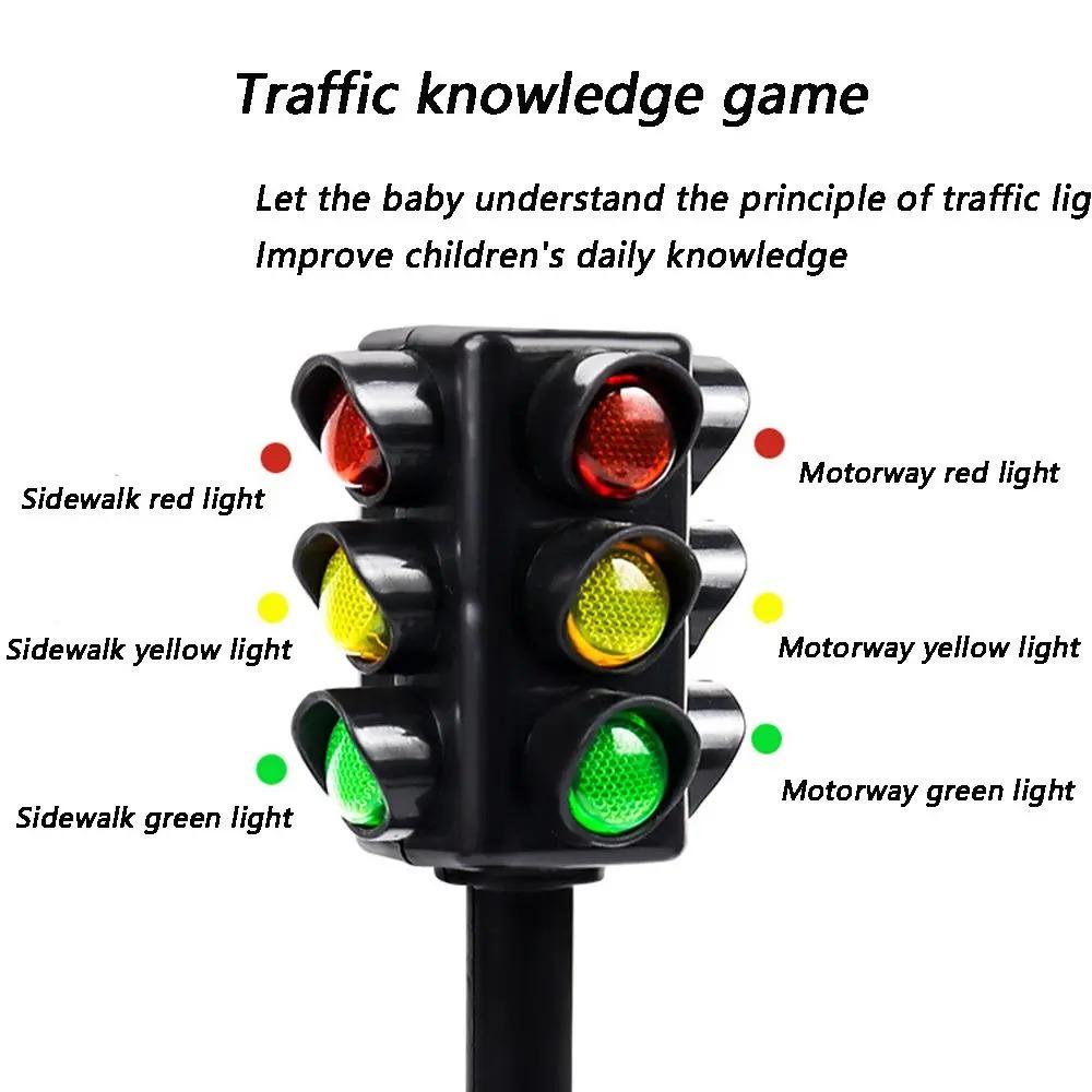 Mini Traffic Signs Road Light Block without Sound LED, Children Safety Education Kids' Puzzle Traffic Light Toy, Kids' Gift