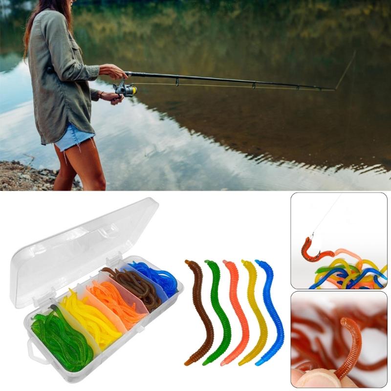 100Pcs Flexible Soft Fishing Lures Artificial Earthworms Baits Jigging Wobblers Soft Wobblers Lures Baits Enduring