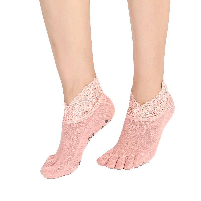 Fashion Lace Trimmed Cotton Yoga Socks Women'S Professional Non-Slip Socks Dance Sports One Piece