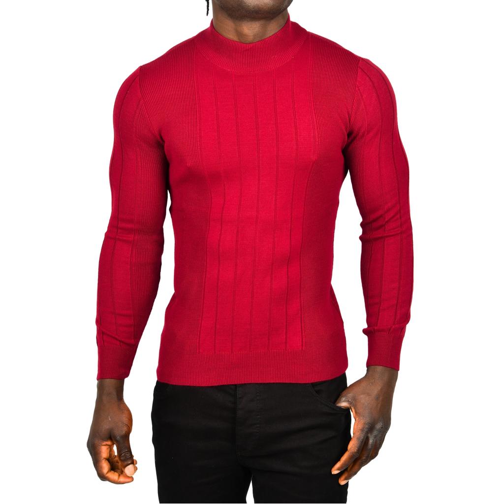 DeepSEA Yarım Balıkçı Yaka Çizgili Tüylenmeyen Slim Fit Triko Kazak 2505491