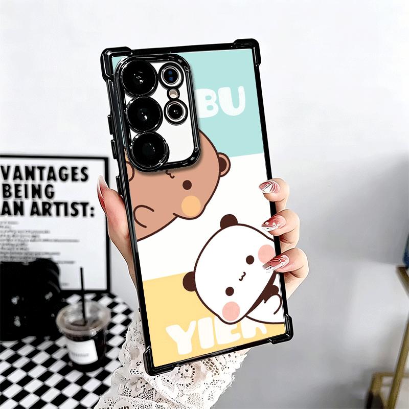 Bubu Dudu Cartoon Cute Plating Phone Case For Samsung Galaxy S24 S25 FE S26 Edge S23 Ultra S22 S21 Plus S20 Anti-Fall Airabag Co