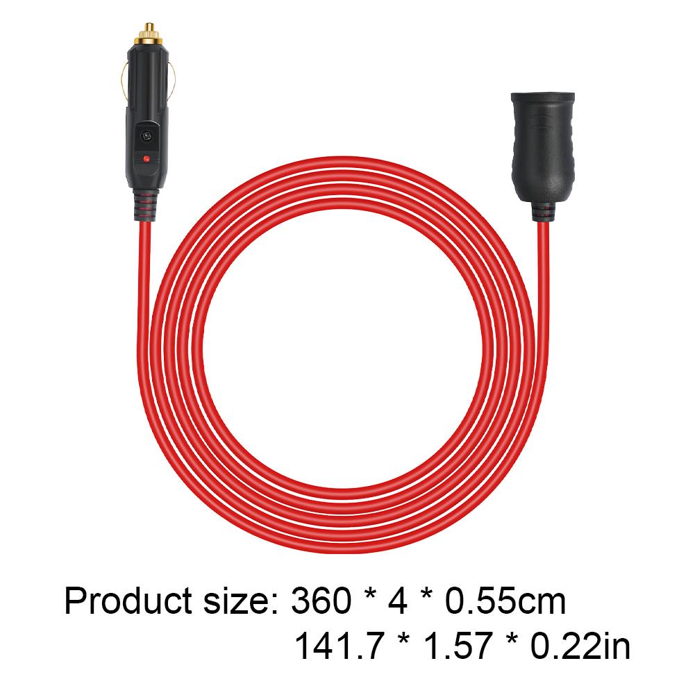 12V 24V Cigarette Lighter Power Extension Cable Male Plug To Female Socket 12Ft Cable Interior Plug To Socket for Tire Inflators