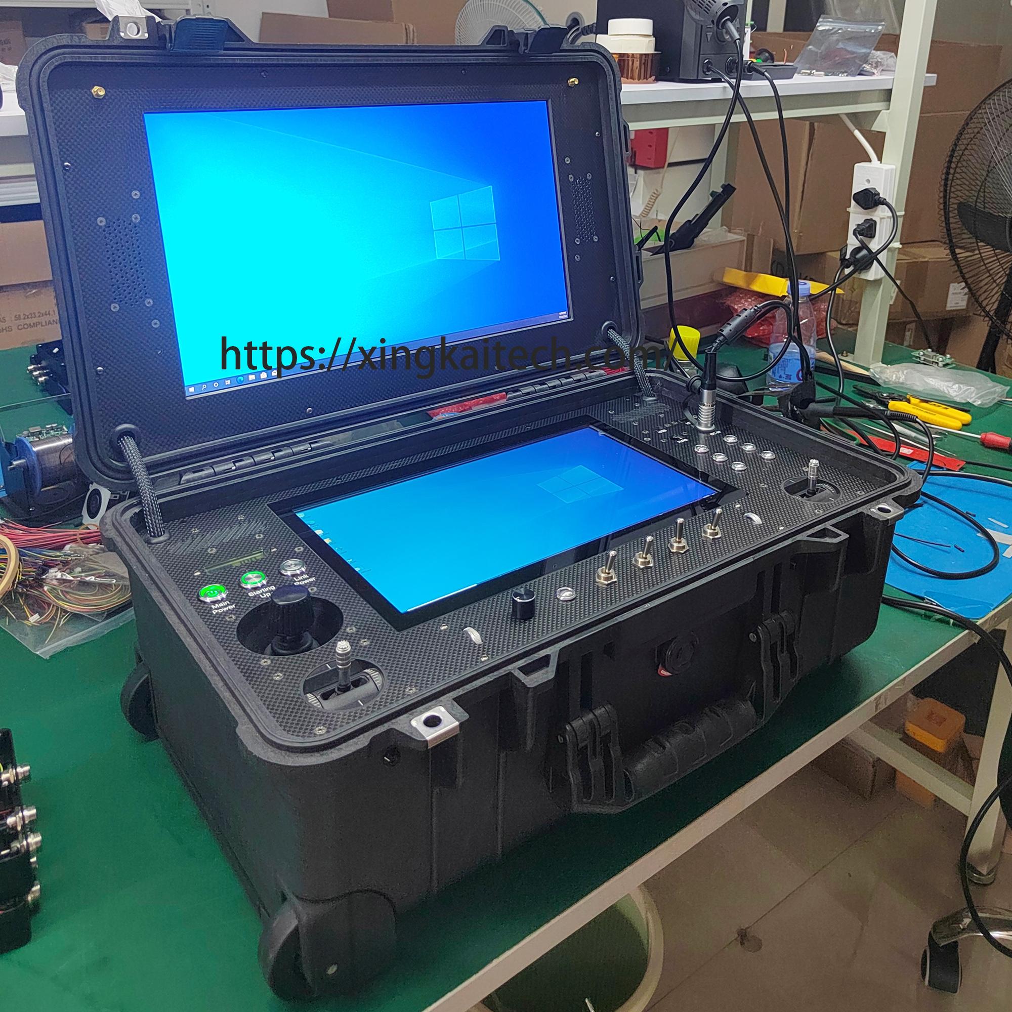 

Наземна станція FPV Drone із подвійним екраном із вбудованою дистанційною телеметрією та технологією дистанційного керування Pod чорний/синій