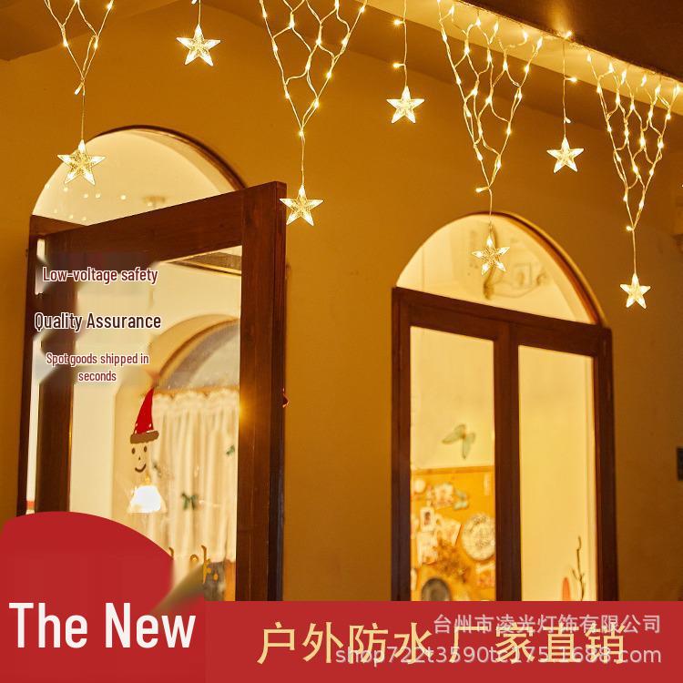 

Уличные гирлянды-занавески в виде треугольников «Звездное небо» - Водонепроницаемые, Декор в стиле инс для балкона и Рождества Colorful (6 nets, 4m wide)