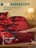 1 Simple modern Plant Flower Red Rose digital printed frosted Fitted Sheet,bedroom printed bed cover,bedding(No pillowcase)