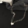 Koreanische 925 Sterlingsilber Herz Halskette - Minimalistische Vintage Schlüsselbeinkette für Damen