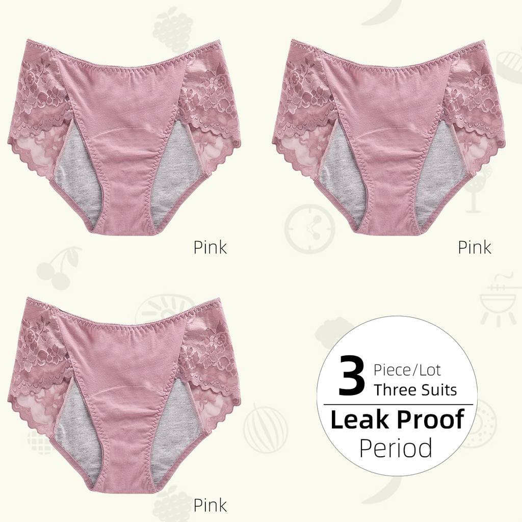 1/3 buc. Chiloți fiziologici pentru femei, cu 3 straturi, cu talie medie, etanșe, chiloți pentru femei din dantelă, chiloți pentru femei confortabili, respirabili, pentru menstruație