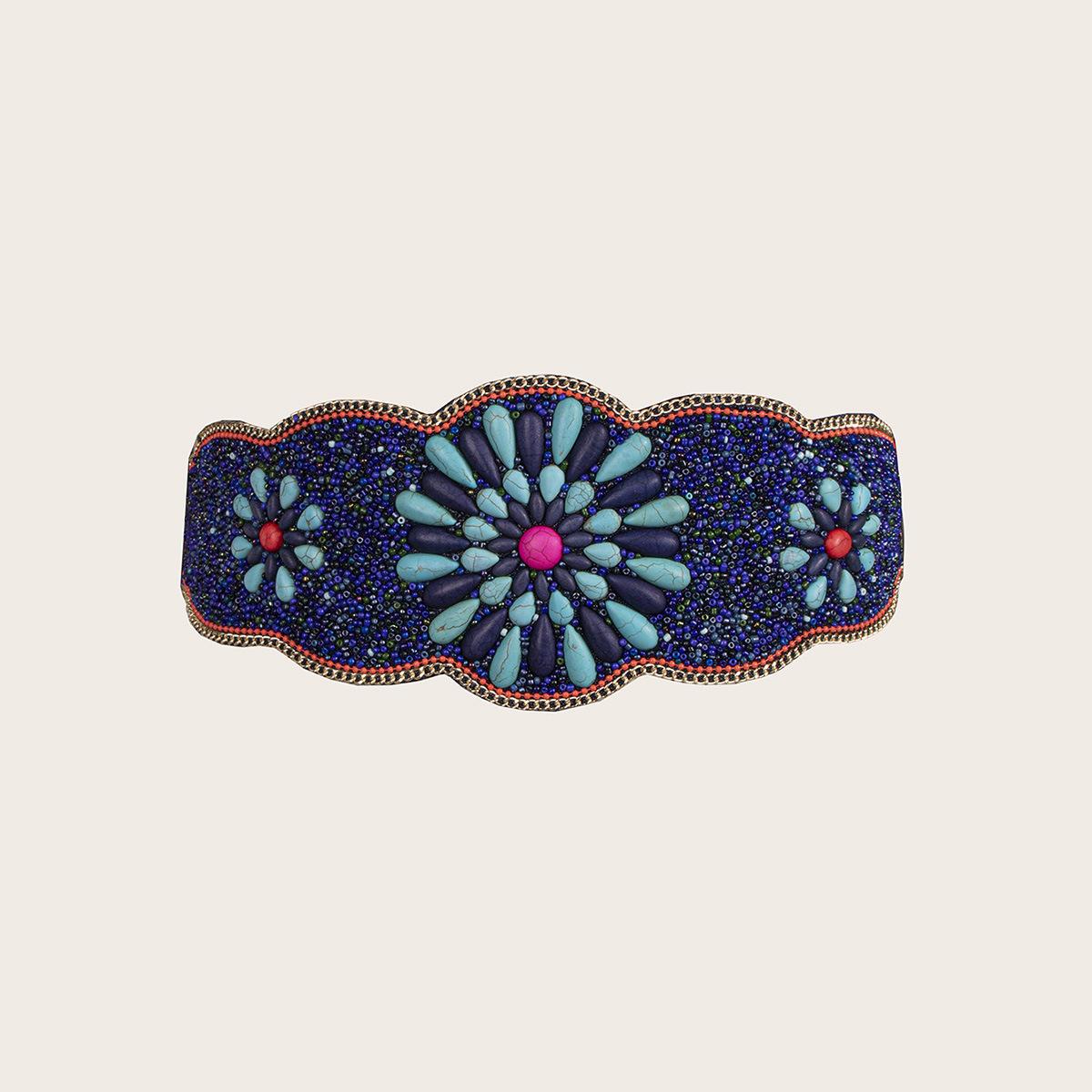 

New Ladies Boho Plastic Turquoise Rice Beads Tourism Ethnic Style Photography Decoration Wide Belt