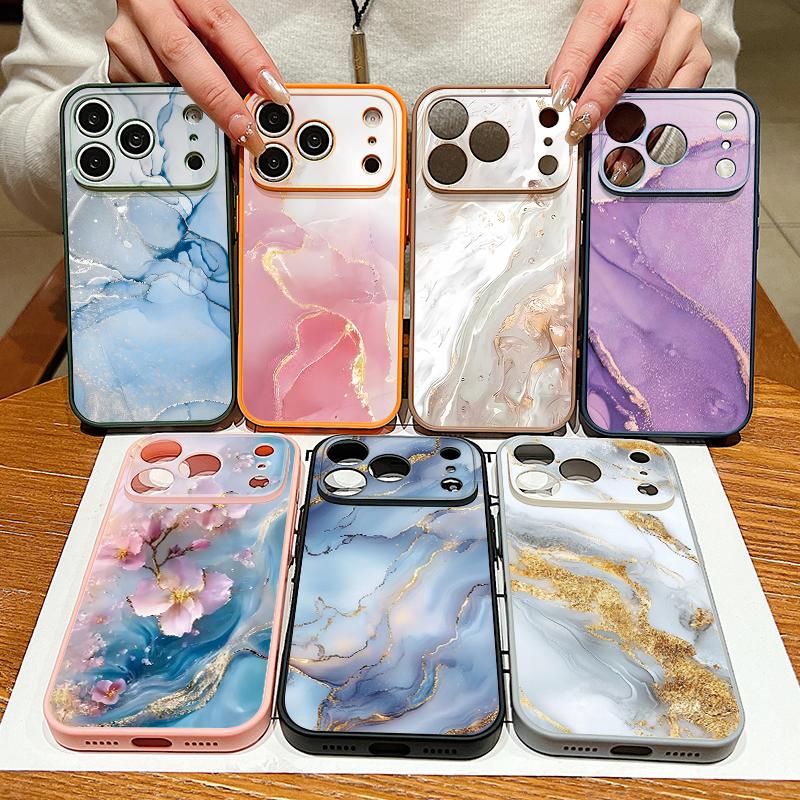 Golden Marble Pattern Case For iPhone 17 Pro Max Magnetic For Magsafe Hybrid Slim Matte Cover For iPhone 16 15 14 13 Pro Max
