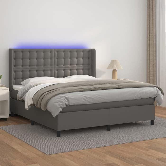 VidaXL Sommier à Lattes de Lit avec Matelas et LED, Lit Rembourré, Lit Double, Lit Adulte de Chambre à Coucher Intérieur, 3139401