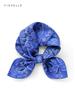 Blue Cashew Flower Printed Natural Silk Scarf Small Square Scarves Female Spring Autumn Paisley Hijab for Men Adults Gifts