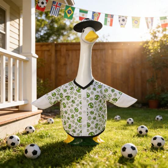 Fußball-Gans-Outfit für 23 Zoll Porzellan-Gans-Statue Fußball-Spieltag Gans Kleidung und Hut Set für Außenbereich Terrasse Rasen Hof Dekoration