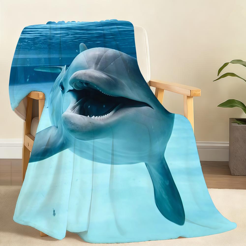 

Cute Dolphin Kawaii Blanket Soft Throw Blanket for Home Bedroom Bed Sofa Picnic Travel Office Rest Cover Blanket Gift 100x150cm
