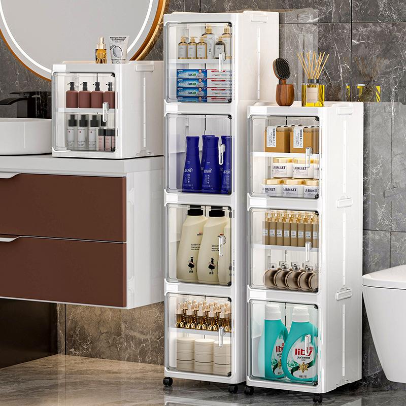 Folding bathroom storage cabinet 1/2/3/4/5/6 layers rack trolley kitchen bathroom locker children's toy folding cabinet narrow cabinet
