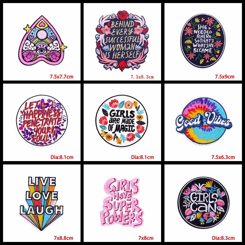 Prajna 10PCS Wholesale Letter Flower Patch Iron On Embroidered Patches For Clothing Cartoon Letter Pathes On Clothes Swing DIY