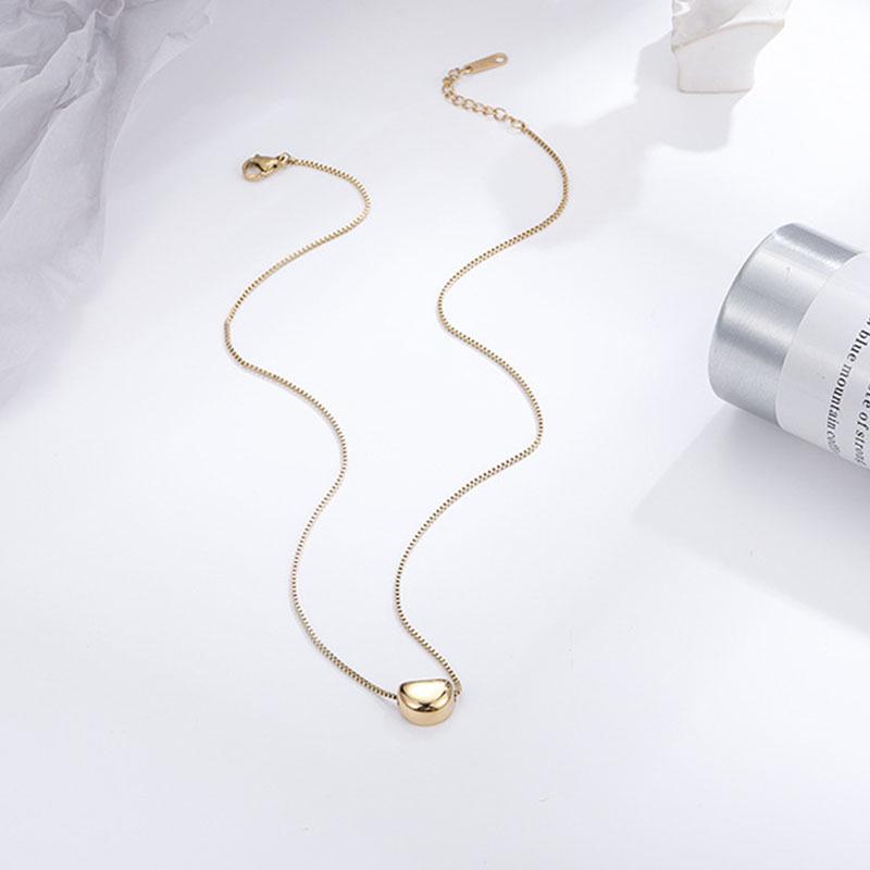 Korean Fashion 18k Gold Acacia Bean Titanium Steel Necklace - Trendy Women's Choker Design
