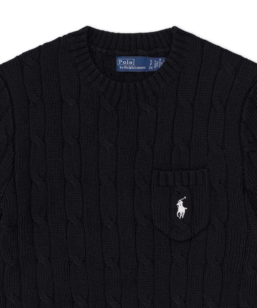 POLO RALPH LAUREN Cable Knit Cotton Short Sleeve Sweater - Black