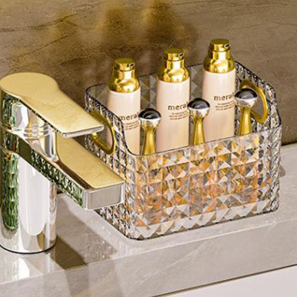 Small Organizer Bin Cabinet Storage Bin Pattern Texture Clear PET Comfortable Handles Versatile Basket for Bathroom