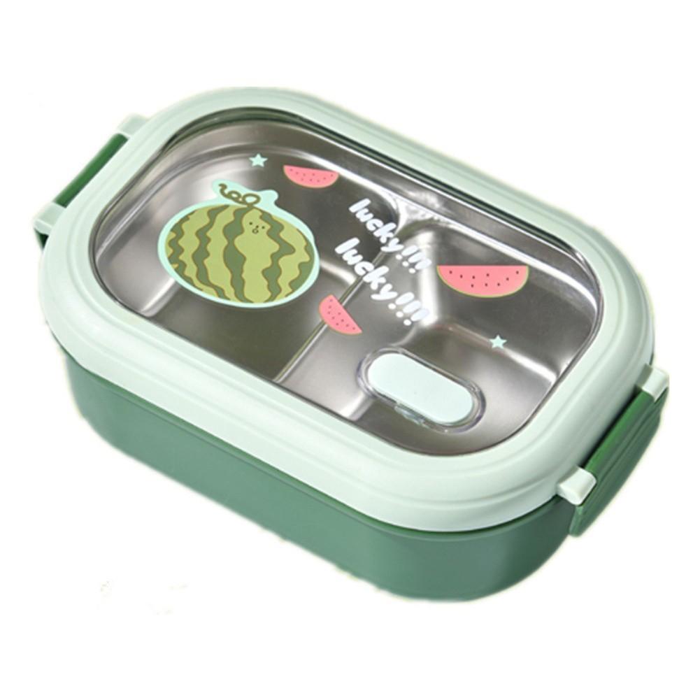 Stainless Steel Interior Insulated Lunch Box Stainless Lunch Box Divided Design green