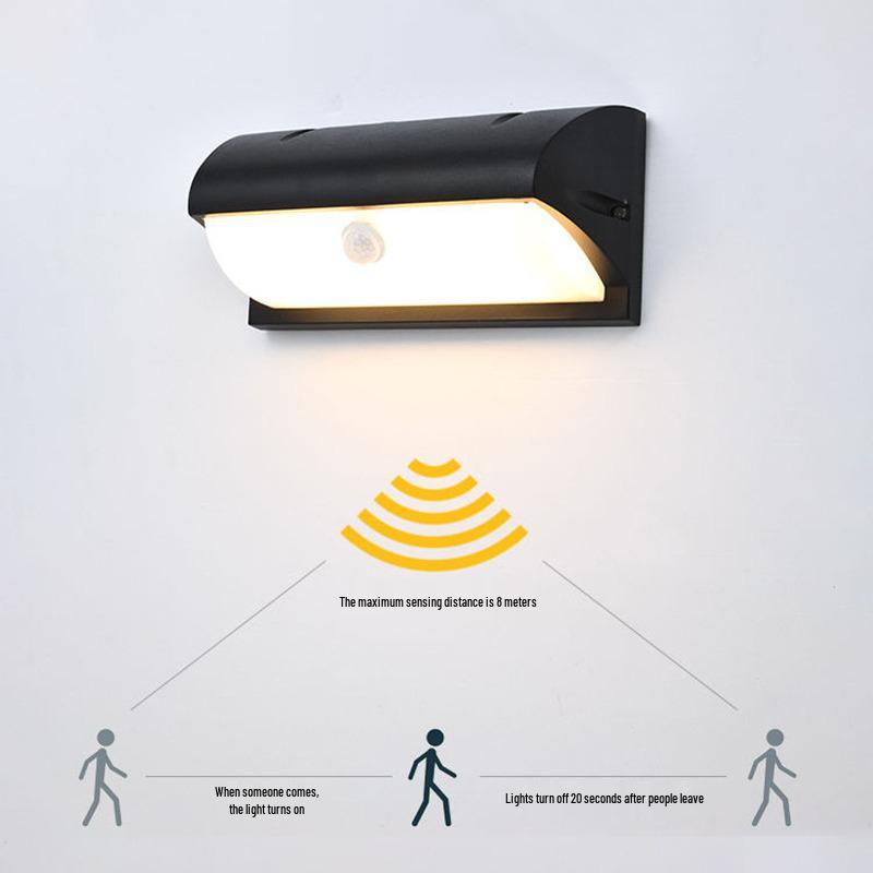 Waterproof LED Motion Sensor Outdoor Wall Light: Modern Minimalist Design for Courtyard, Balcony, and Entryway