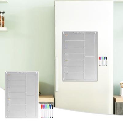 Akryl Ugentlig Planlægningstavle Måltidsplanlægger Ridsefast Let at Slette Køleskab Magnetisk Menutavle Gennemsigtig Ugentlig Kalender Whiteboard