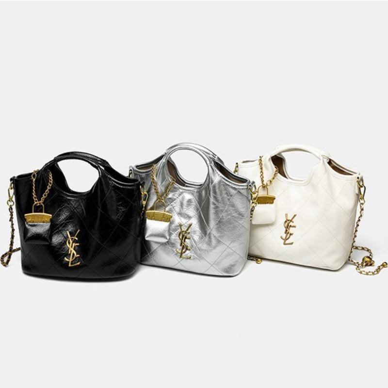 Handbag Women's New Black Soft Leather Big-name Diamond Liner Vegetable Basket Chain Single Shoulder Messenger Bag