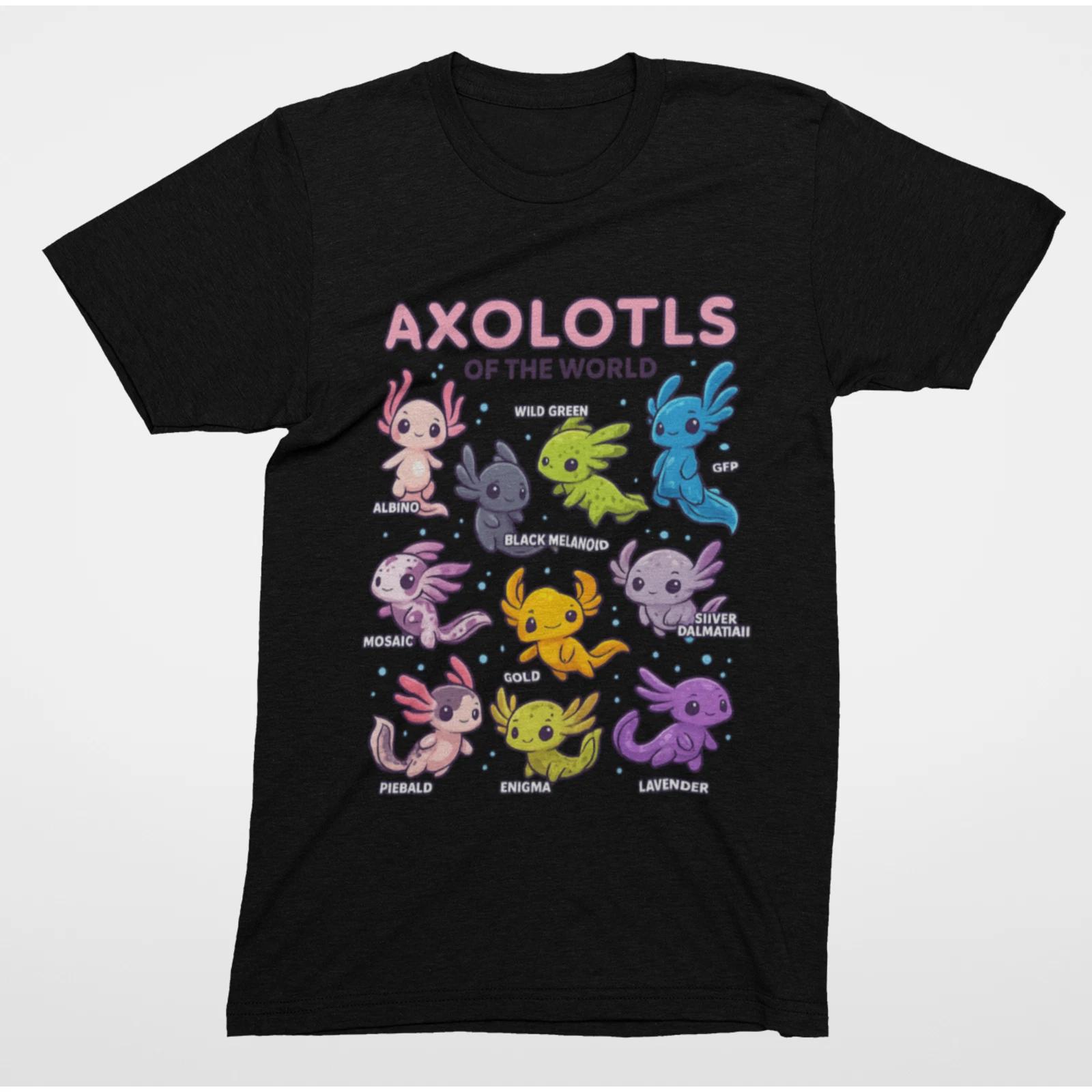 Axolotls of the World T-Shirt | Cute Axolotl Morphs Graphic Tee XXXXL