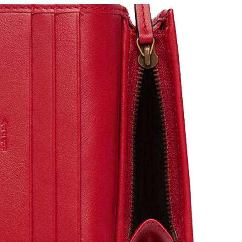 Gucci GG Marmont Series Marmont Gold Label Logo Bi-fold Flip Quilted Leather Card Holder Wallet Women's Red
