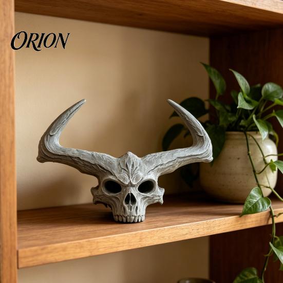 Decorazione Teschio Sinistro Statuetta Gigante Stampata in 3D, Statua Decorativa Fiamma Gotica, Scultura per Feste di Halloween per la Casa