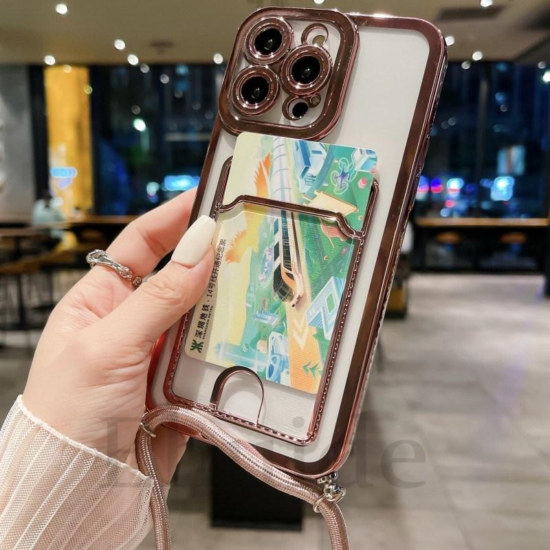 Custodia Con Tracolla Per IPhone 15 Plus (6,7'') - Cover In Silicone Liquido Con Cordino Regolabile - Colore Pietra, Multifunzione