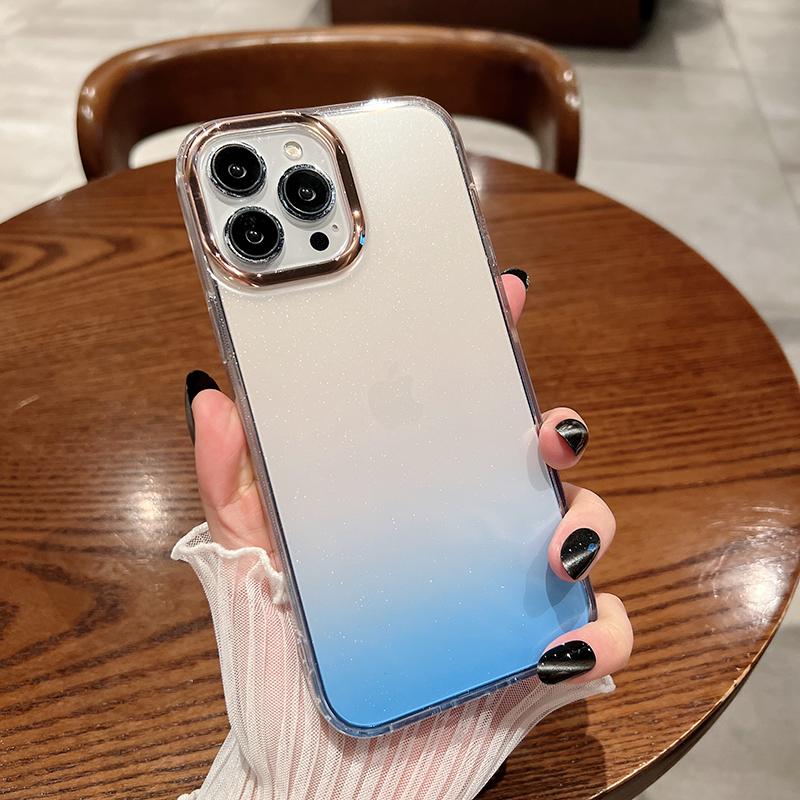 Luxury Gradient Plating Glitter Case For iPhone 11 12 13 14 15 16 Pro Max Pro Max Plus Fashion Shockproof Transparent Soft Cover