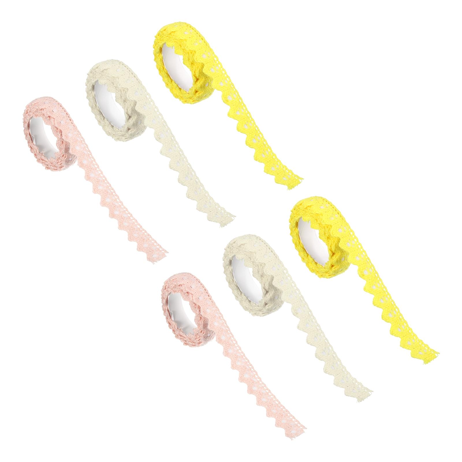 

6pcs Self-Adhesive Lace Tape Lace Ribbon Cotton Washi Trim Stickers Masking for Craft DIY Card Making 0.6 Wide 2 Yards as photo