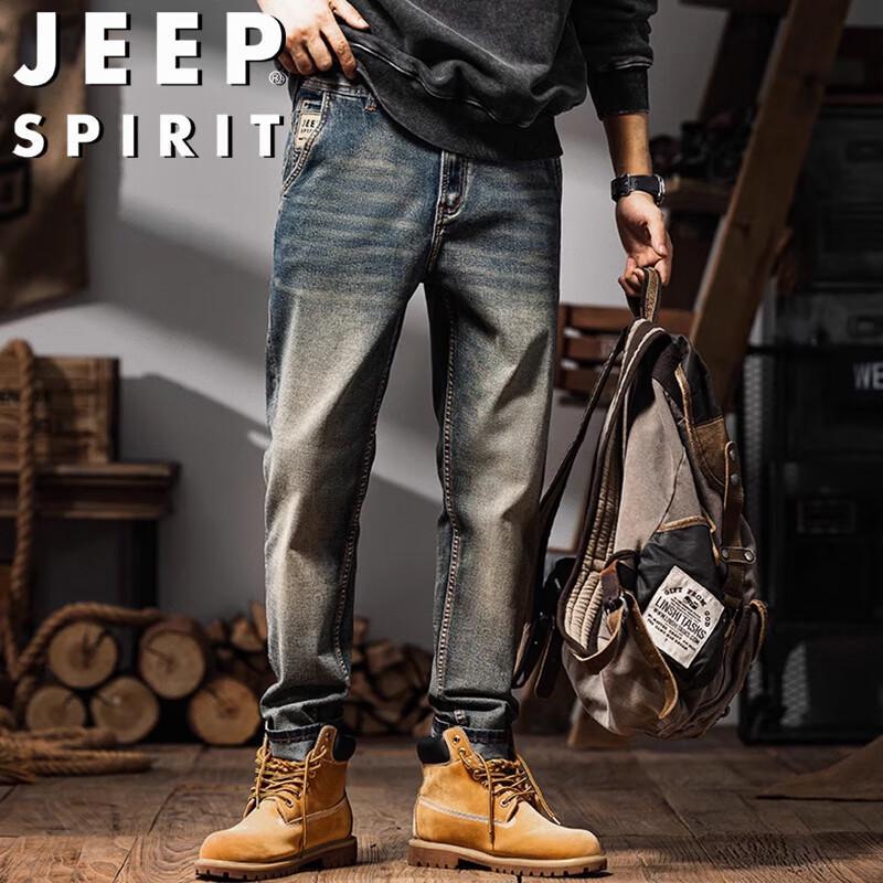JEEP SPIRIT Men's Retro Straight Fit Stretch Jeans