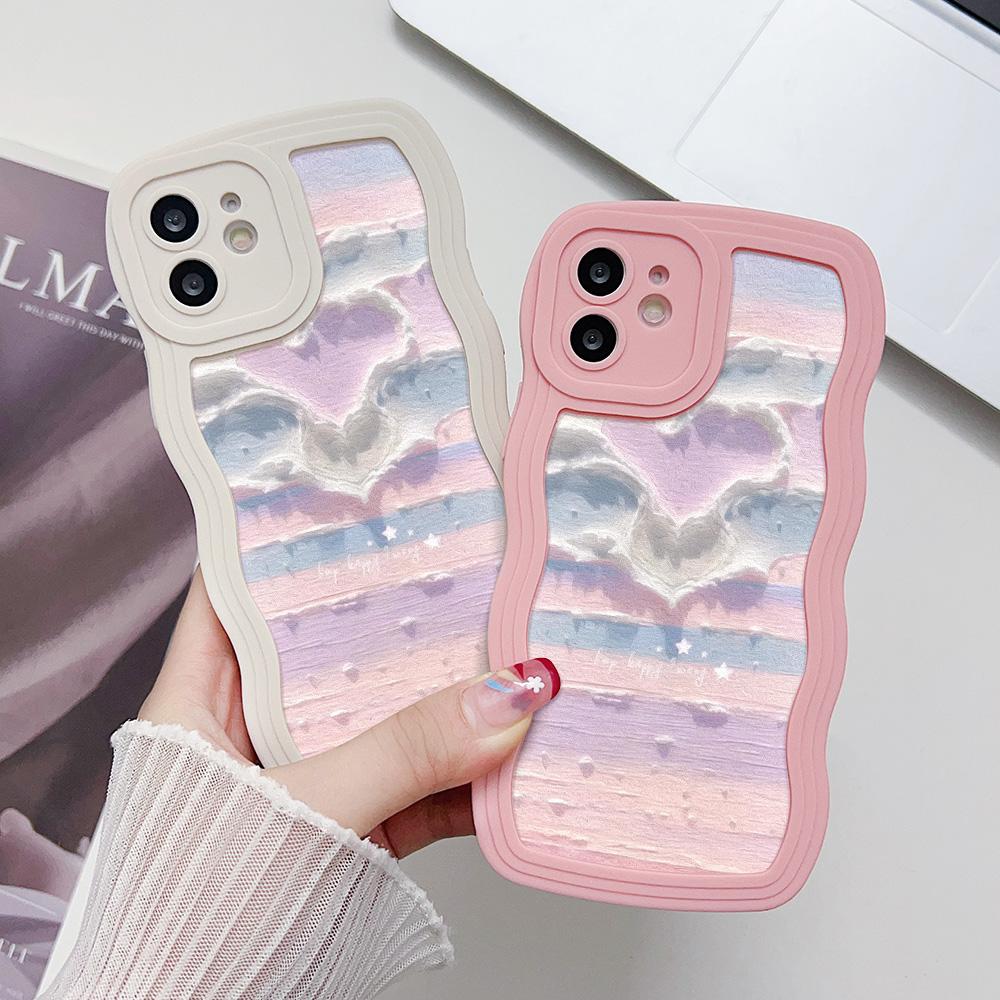 

Чехлы для мобильных телефонов iPhone 11 13 XR 15 Pro Max 12 14 Pro Max Чехол для iPhone 16 7 Plus 8 Plus XS Max Big Wave Solid Color Cartoon Anti-Drop Водонепроницаемый iPhone 7&8 белый