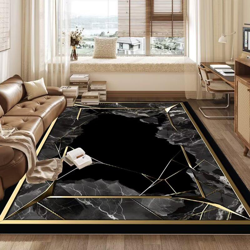 Nordic Golden Luxury Living Room Carpet Large Area Bedroom Soft Rugs Washable Sofa Side Floor Mat Non-slip Carpets Tapis Salon