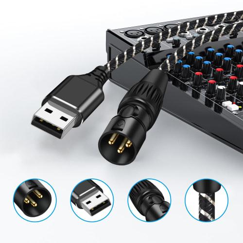 USB To XLR Audio Converter Cable, 3M USB A To XLR Male Output Stereo Cable for Windows PCs, Laptops, Desktop Amplifiers, Speakers, Mixer Consoles, and