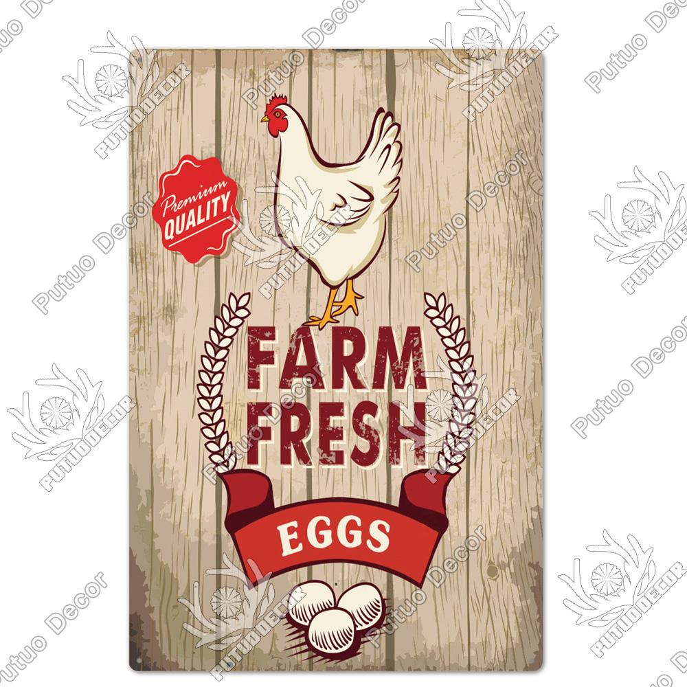 

Putuo Decor Жестяная табличка с курицей Винтажная металлическая табличка Металлическая винтажная фермерская настенная декорация Петух Ретро металлические таблички 20x30cm（7.8x11.8inch）
