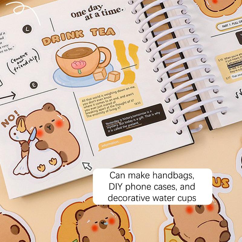 30Sheets Creative Funny Capybara Stickers Toy Kawaii Fashion Stickers Diy Cartoon Lovely Capybara Stickers Children Gifts