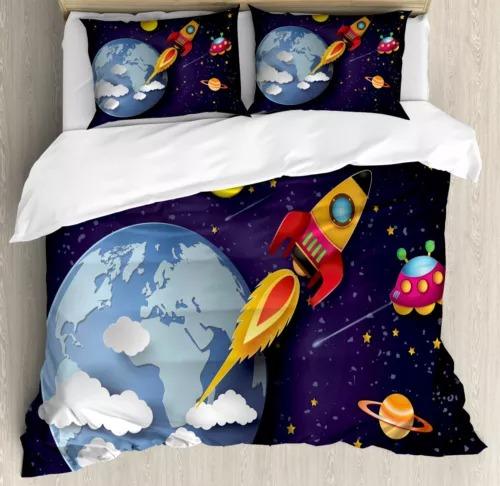 Ufo Duvet Cover Set Bed Decoration First Choice Gift Suitable For Children Boys Girls And Adults Soft Comfortable Breathable