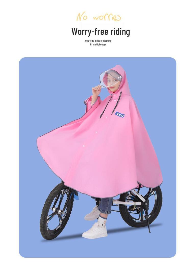 Cartoon Rain Poncho for Students: Waterproof Bicycle and Schoolbag Cover for Boys and Girls