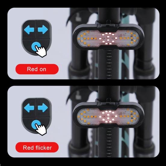 Bicycle Tail Light Waterproof Remote Control Turn Signal Light Type-C Rechargeable MTB Road Mountain Bike Rear Night Riding Bike Safety Warning Lamp