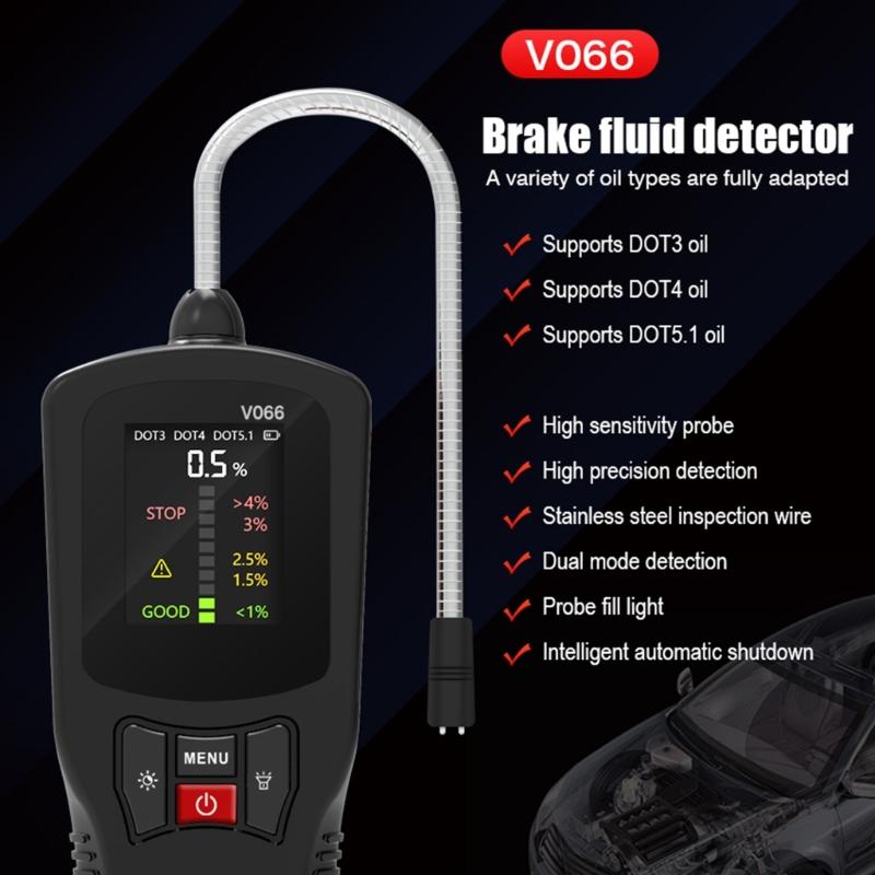 Brake Fluid Tester Car Brake Liquid Digital Tester Fit for DOT3 DOT4 DOT5.1 Accurate Oil Quality Check Sound Light Alarm