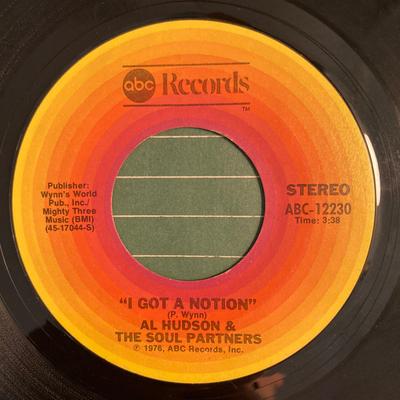 7inch Record AL HUDSON & THE PARTNERS - I Got A Notion ABC12230 ABC Records 1976 US Soul/Funk Used