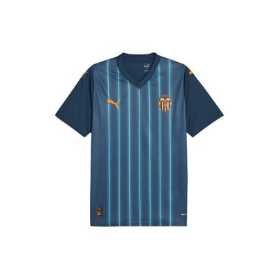 Puma Striped Logo Print V-Neck Short Sleeve T-Shirt Women Tops Ocean-Blue 770301-06