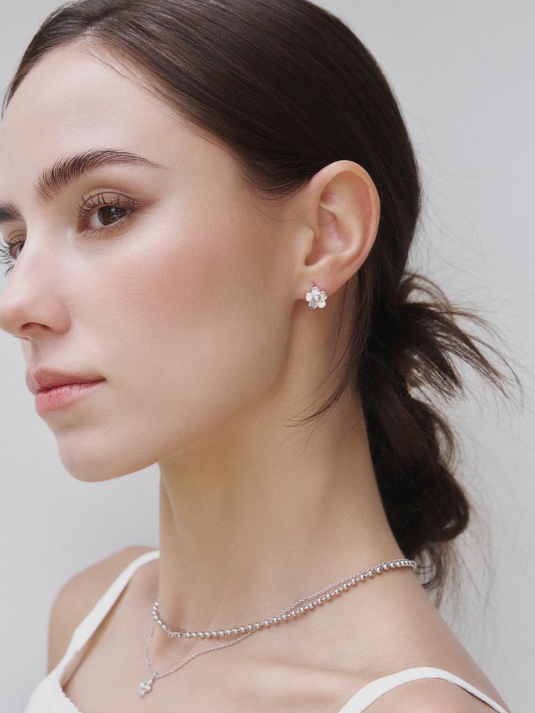 Rosemont Silver Pearl Earrings Floret Ra26B83T