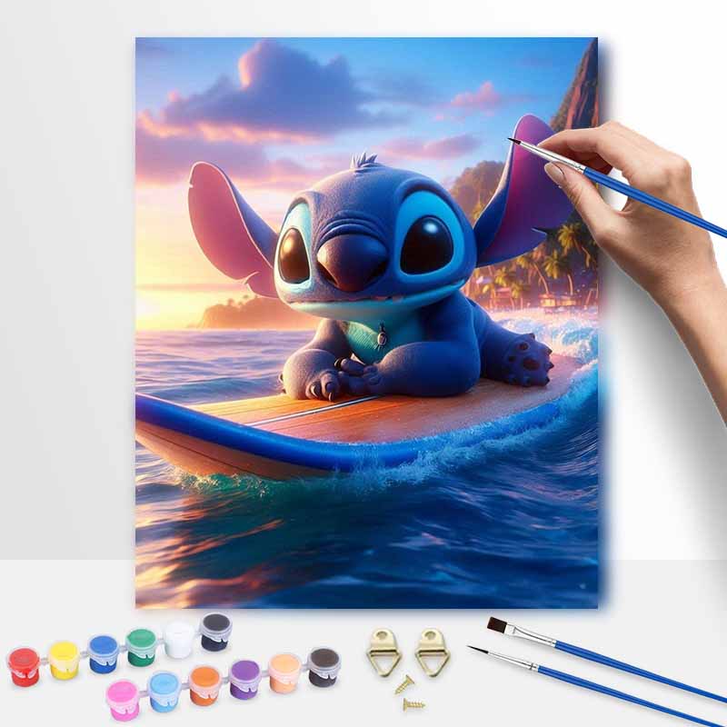 Disney Stitch surfing oil painting art set handmade diy gift home decoration